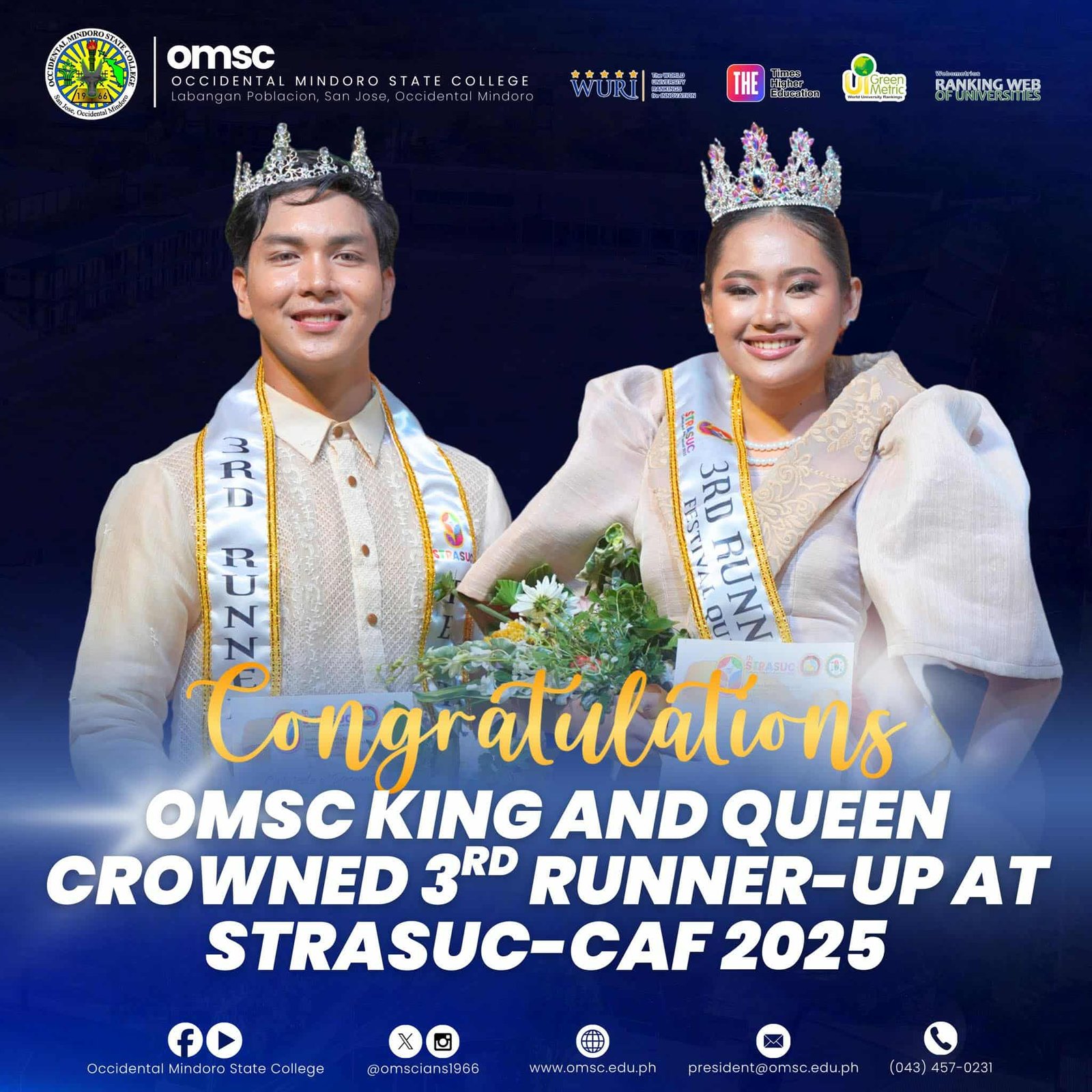 Royal Win: OMSC Queen and King Crowned 3rd Runner-Up at STRASUC-CAF 2025